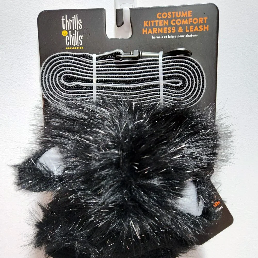 Thrills & Chills, Kitten Costume Comfort Harness & Leash, Black